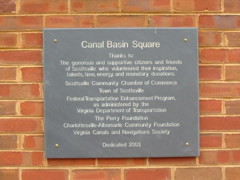 Slate dedication plaque for Canal Basin Square